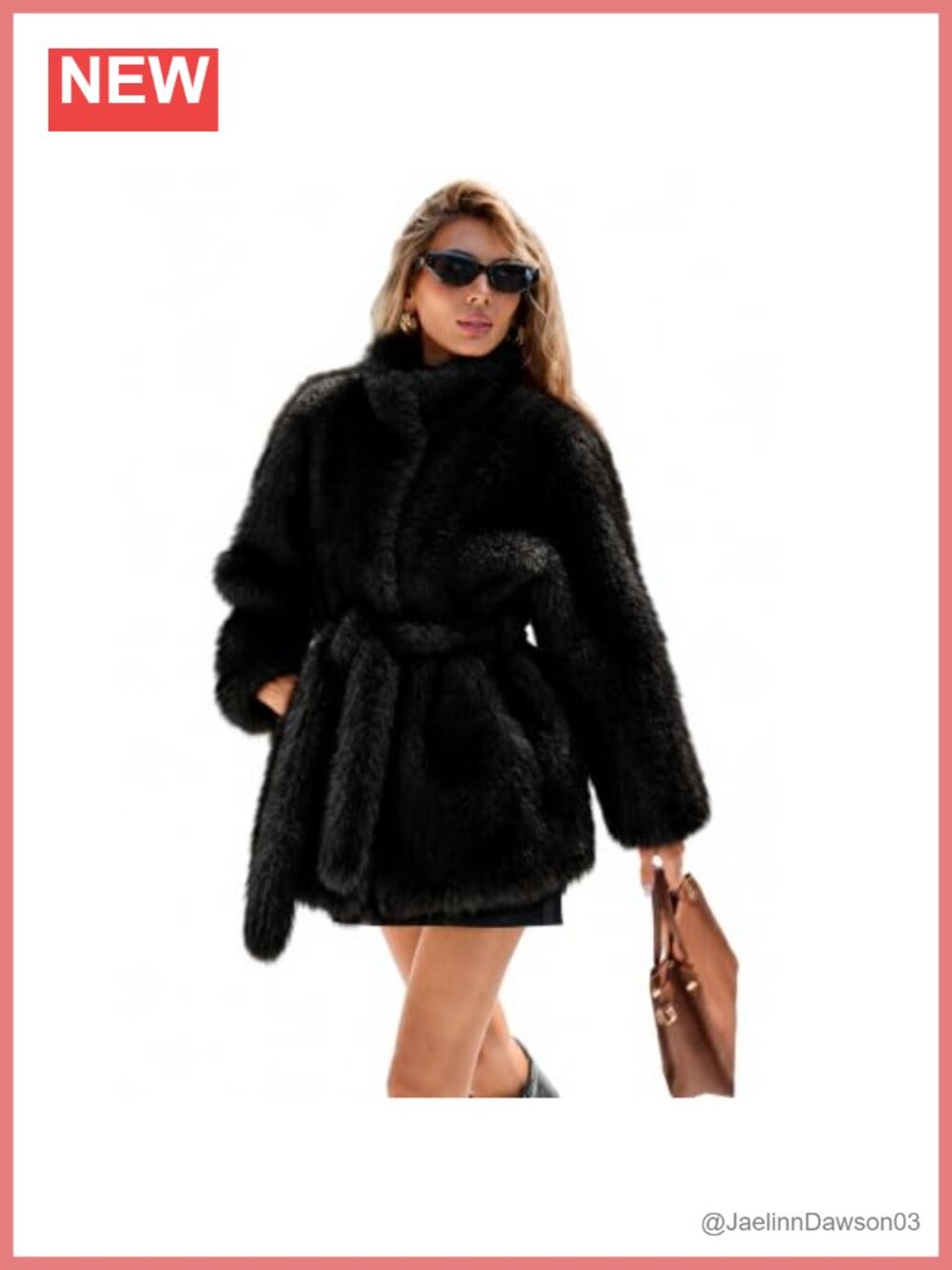 Faux Fur Coat Button Closure Mid Length Faux Fur Jacket for Women